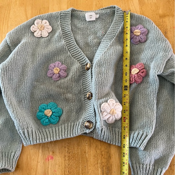 LUNA IVY Floral Embroidered Mint Green Sweater - Picture 4 of 10